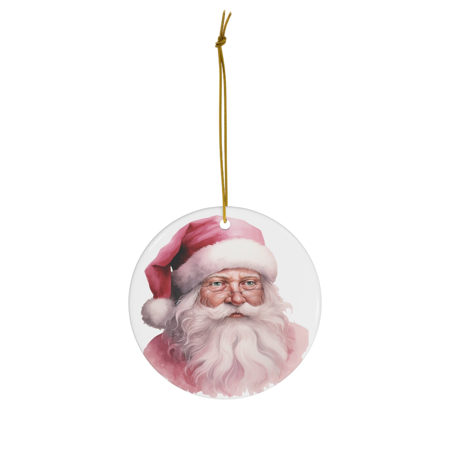 Pink Santa Claus Ceramic Christmas Ornament