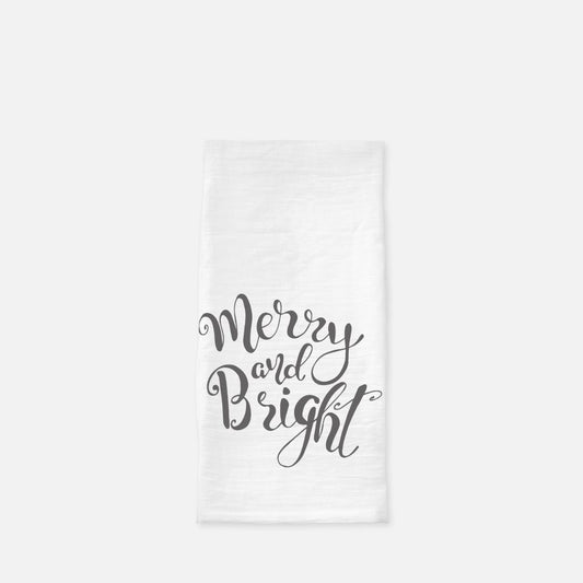 Merry and Bright Tea Towel, Dish, Kitchen Towel, Flour Sack Towel, Housewarming Gift, Wedding Gift Towel, Bar Towel