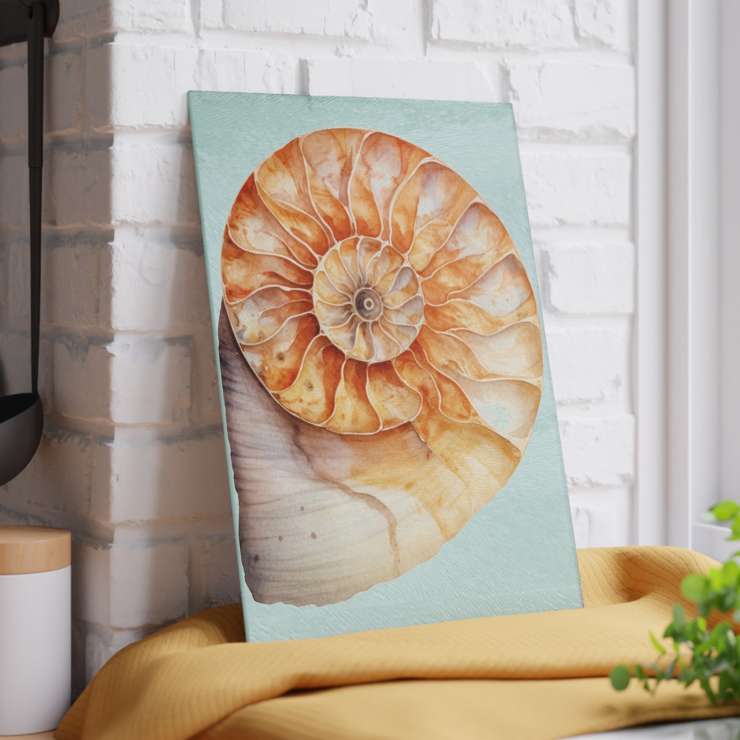 Nautilus Shell Glass Cutting Board