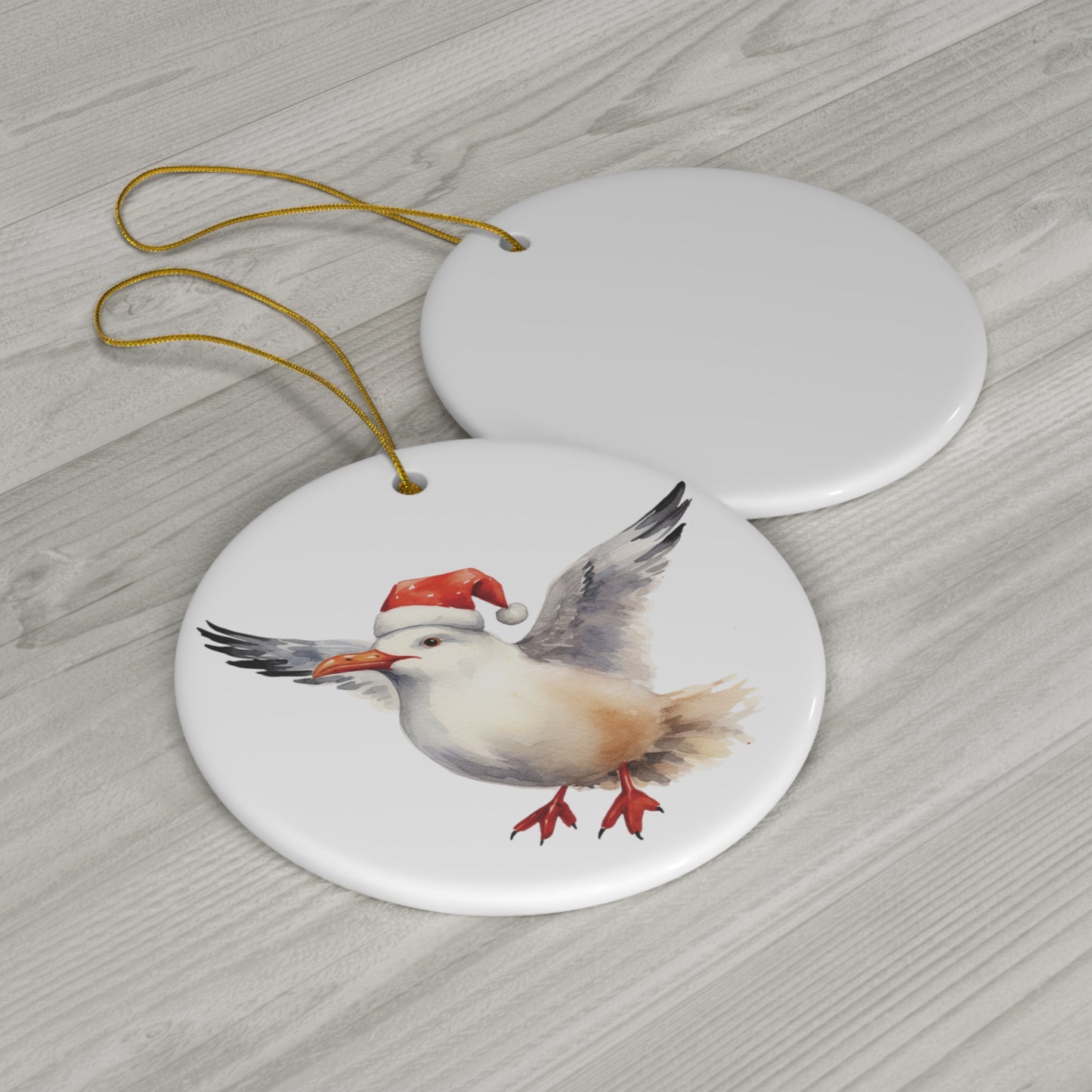 Christmas Gull Ceramic Ornament