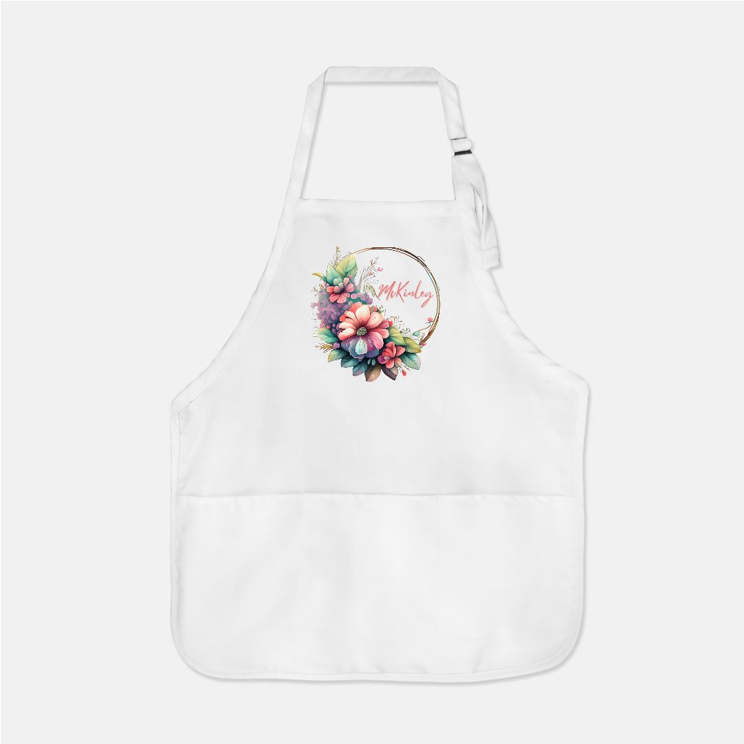 Personalized Floral Wreath Apron