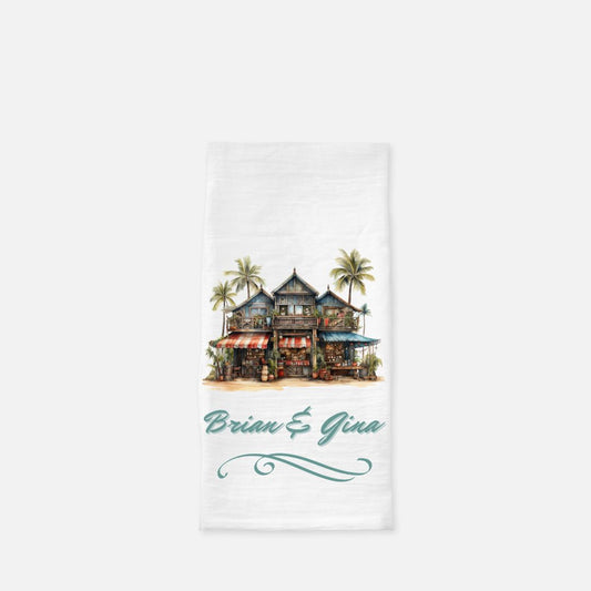 Personalized Beach House Tea Towel, Dish, Kitchen Towel, Flour Sack Towel, Gift, Wedding Gift Towel, Bar Towel