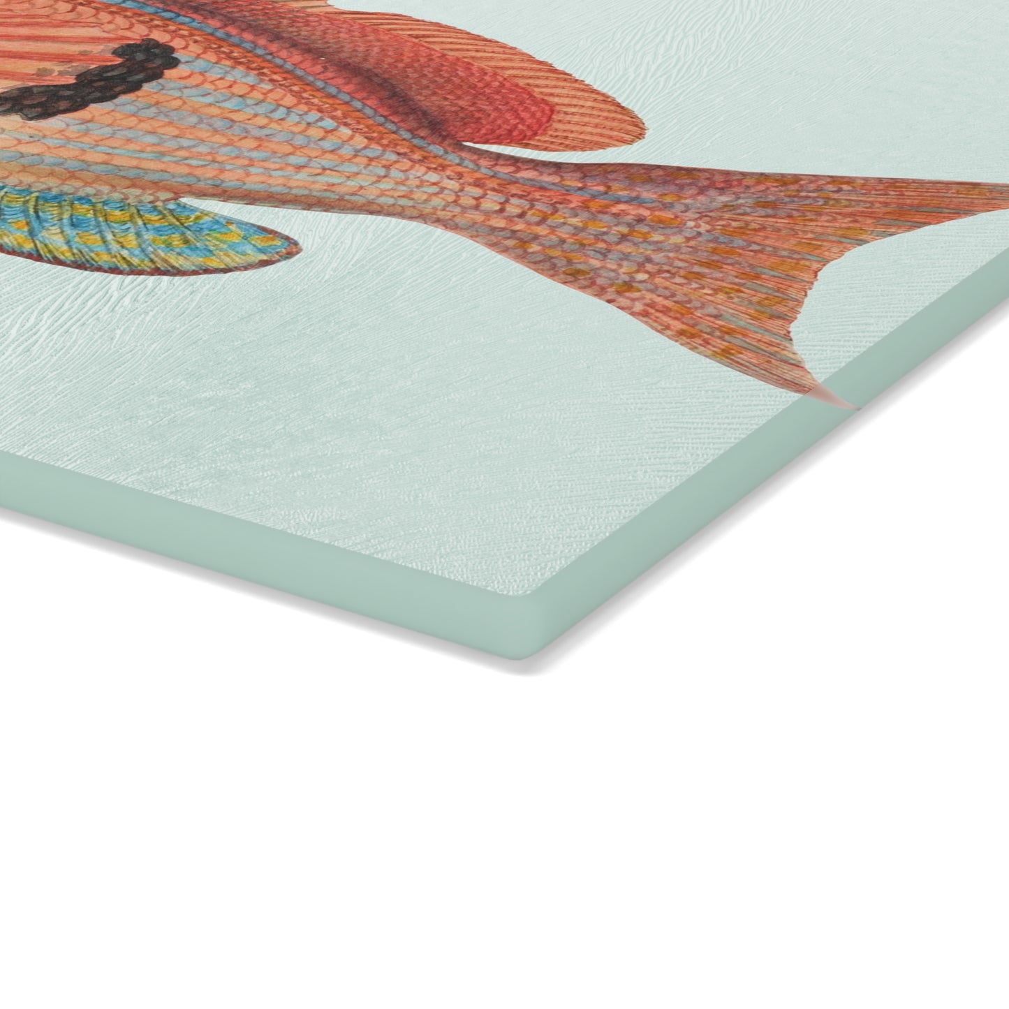 Vintage Fish Illustration Glass Cutting Board