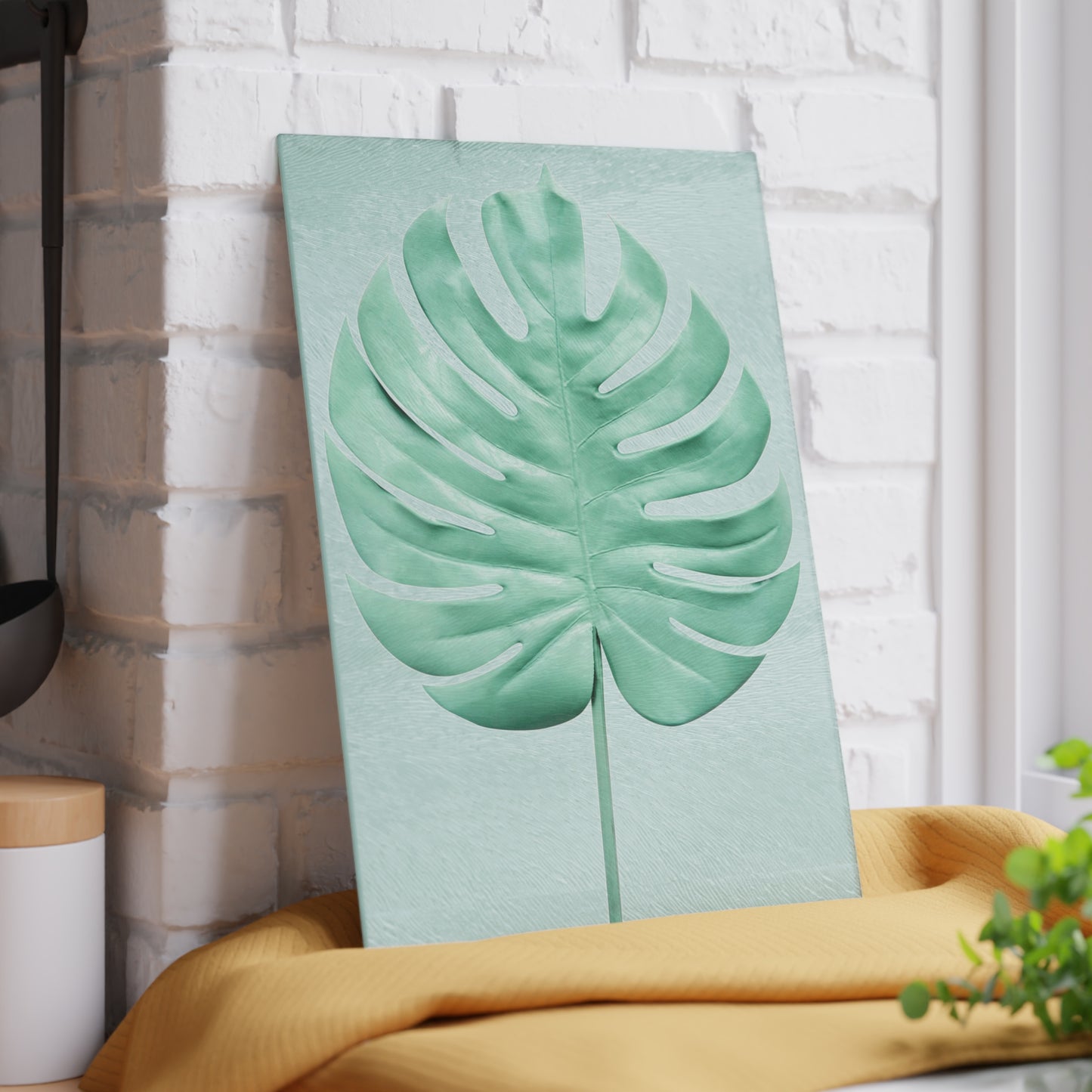 Tropical Monstera Leaf Glass Cutting Board