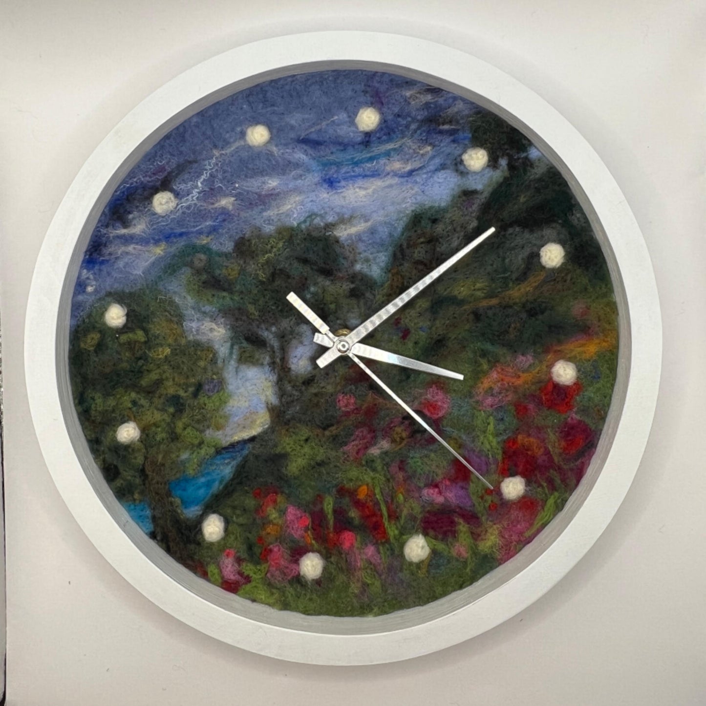 Framed Felted Wall Clock - Coastal Hillside