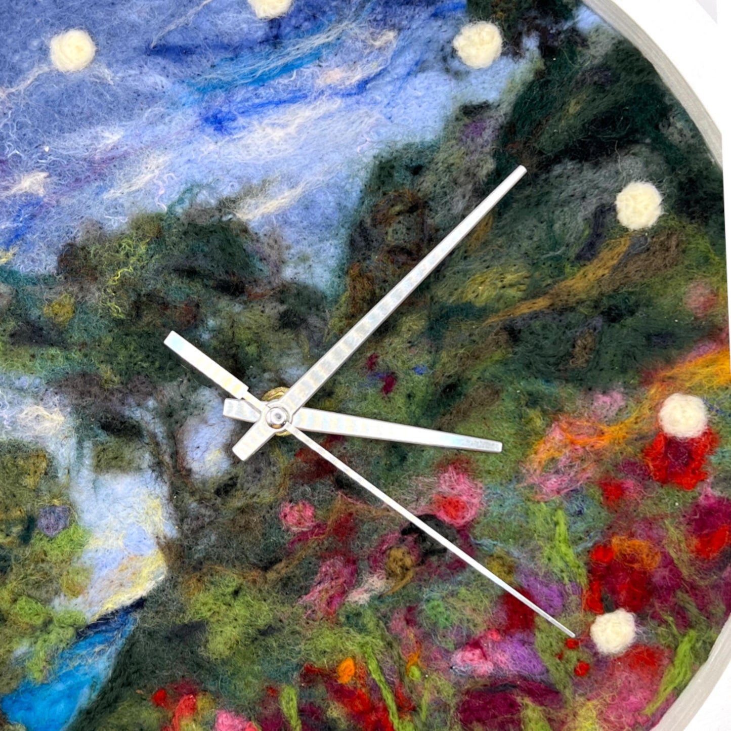 Framed Felted Wall Clock - Coastal Hillside