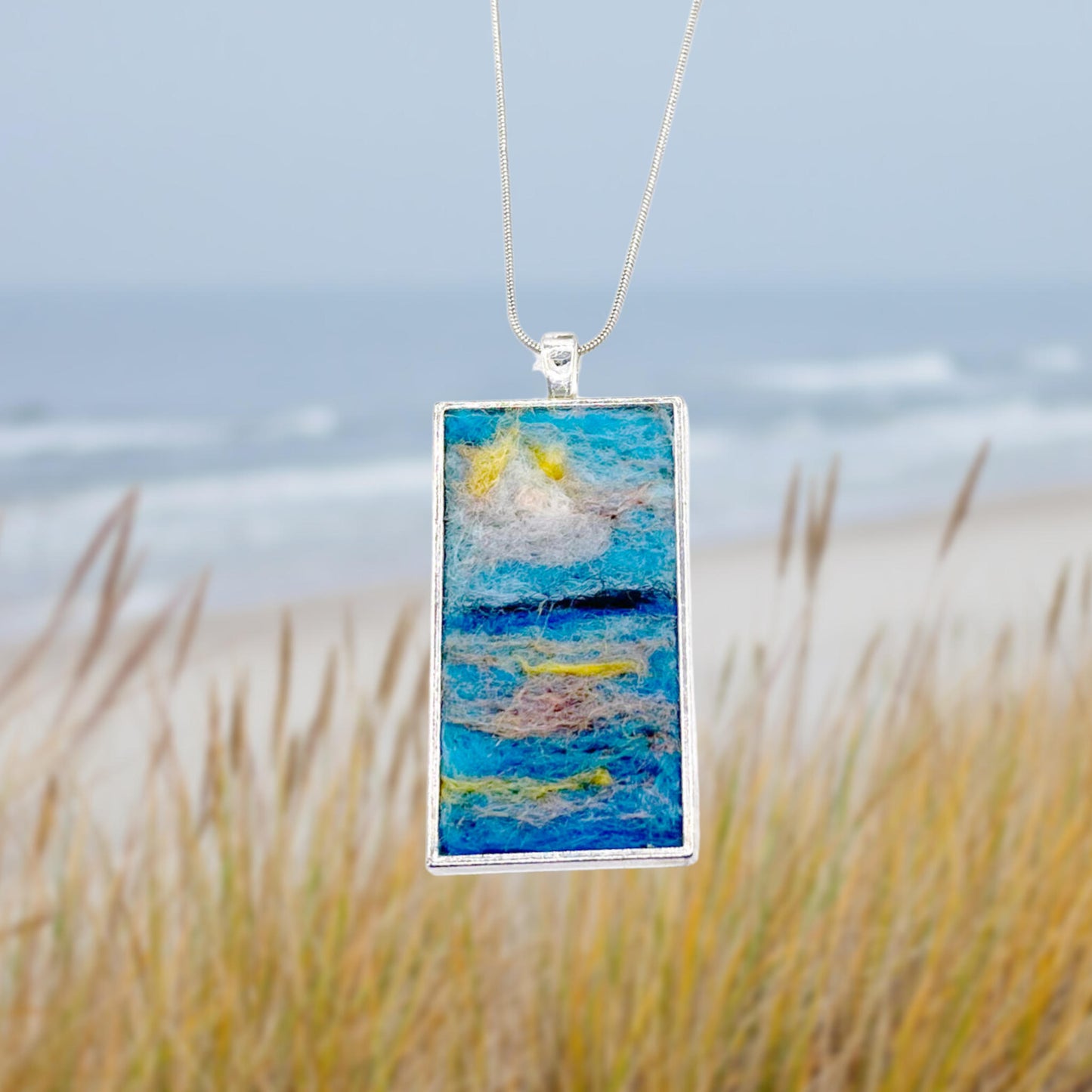 Felted Necklace - Sunshine on the Water