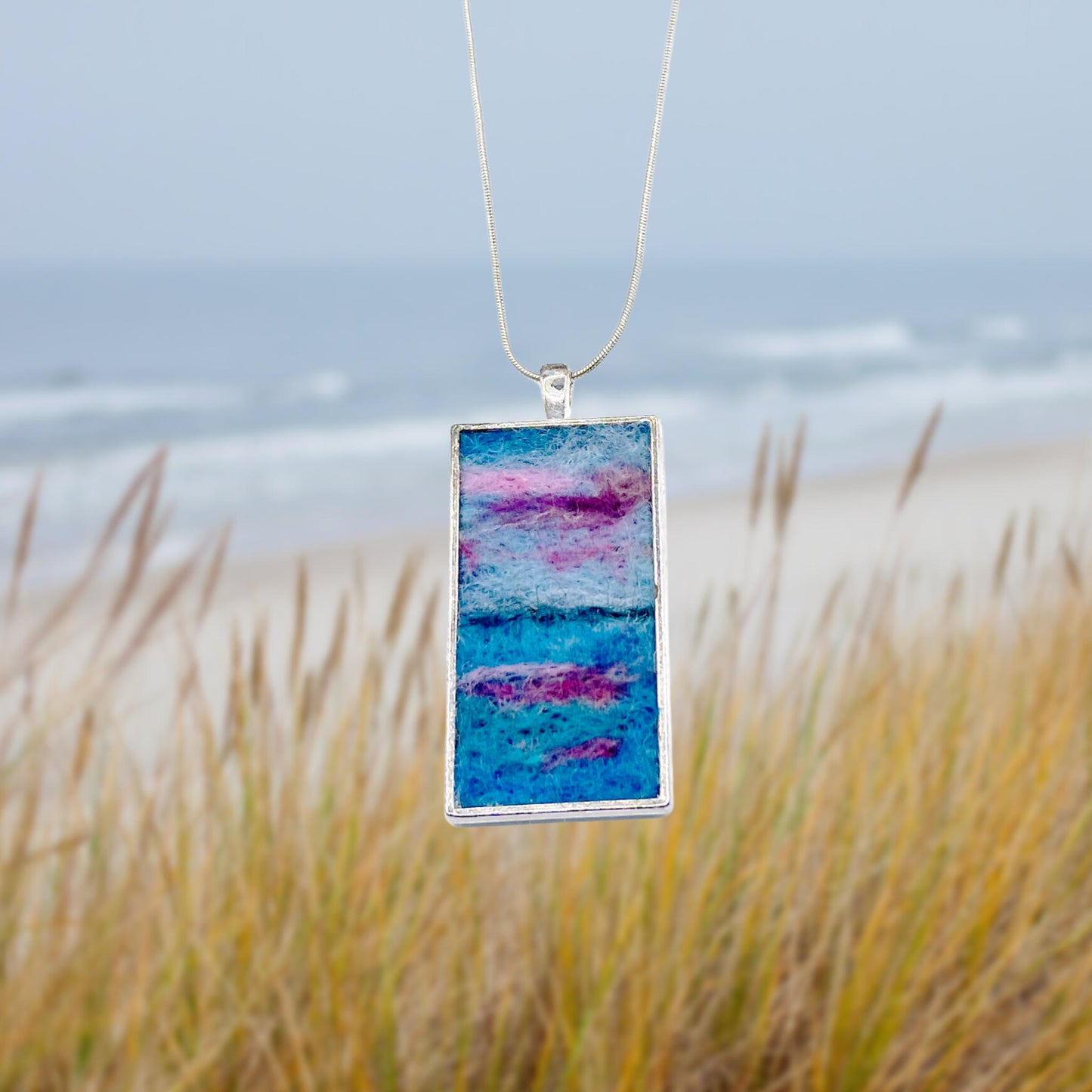 Felted Necklace - Purple Skies