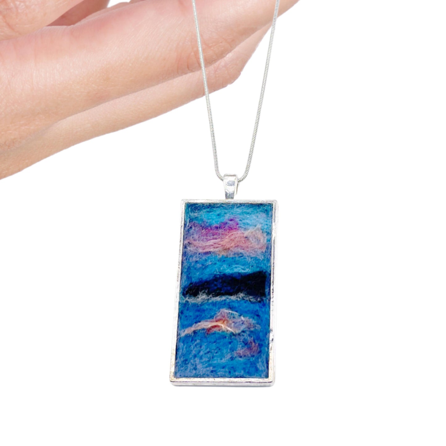 Felted Necklace - Pink Sunset Over the Ocean