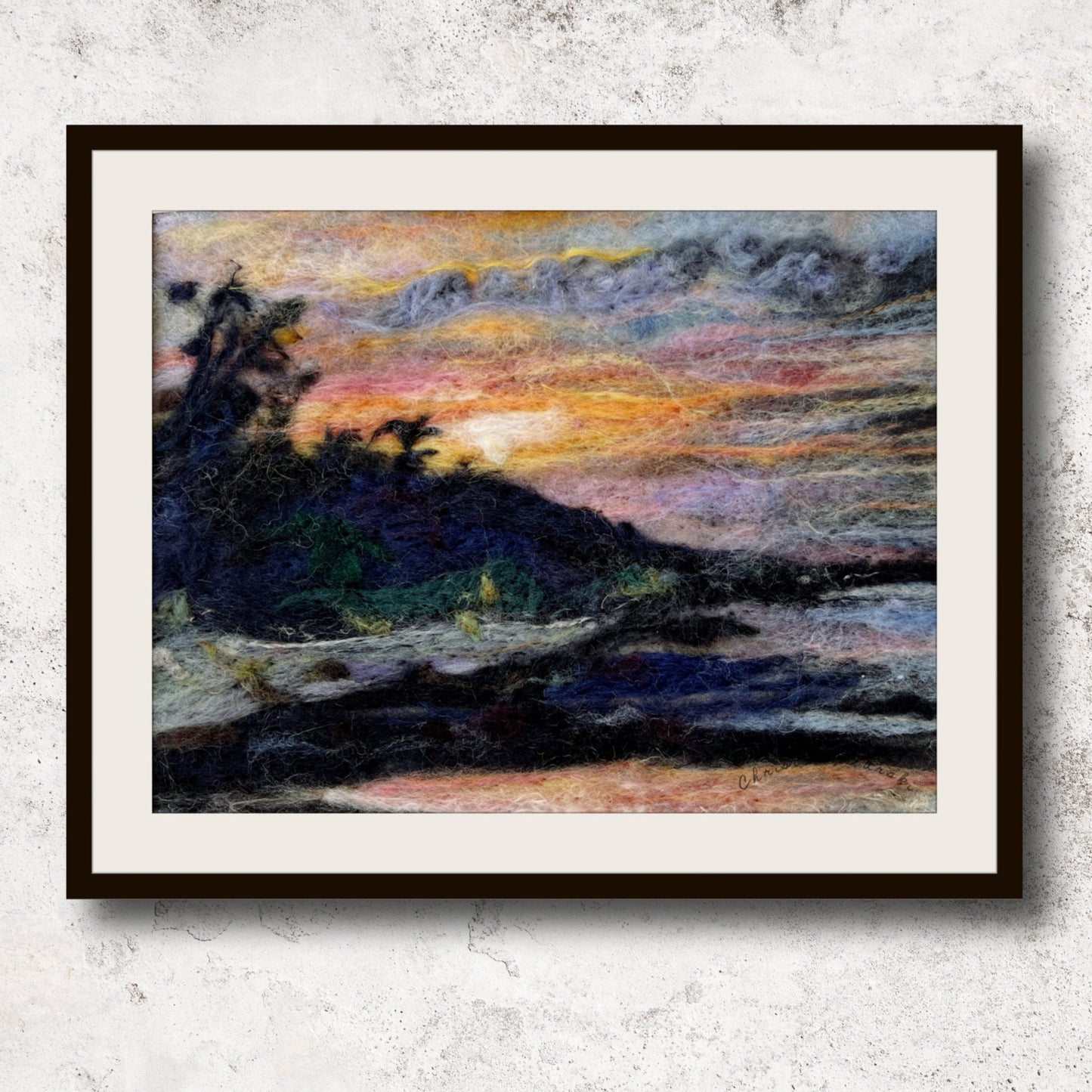 End of the Day Felted Wool Painting