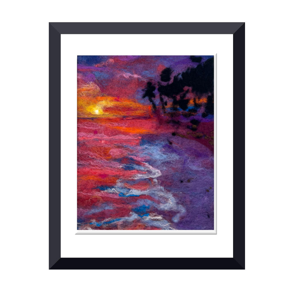 Hawaii Sunset Felted Wool Painting