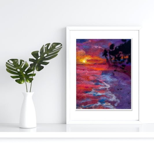 Hawaii Sunset Felted Wool Painting