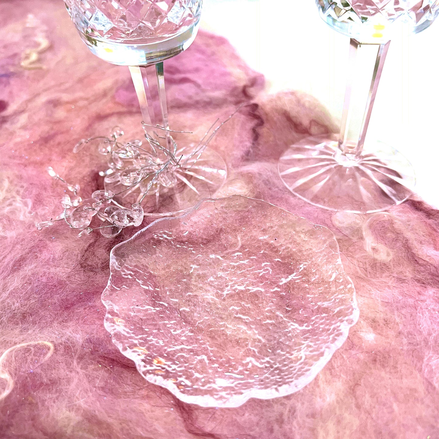 Felted Wool and Silk Table Runner - Pinks and Whites