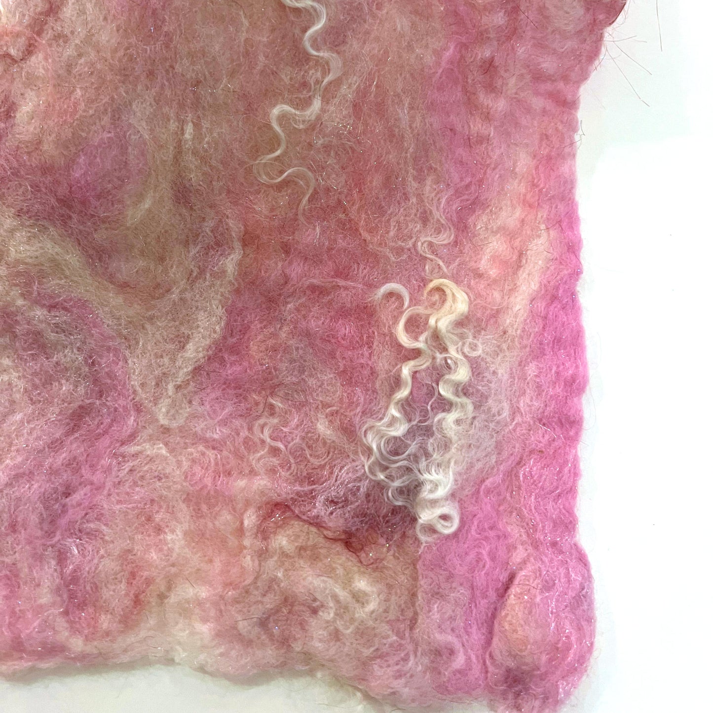 Felted Wool and Silk Table Runner - Pinks and Whites