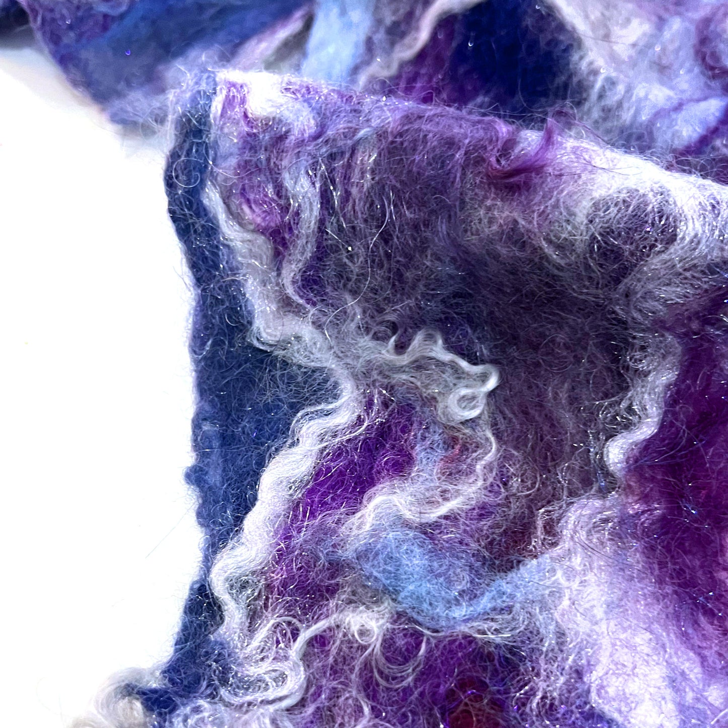 Felted Wool and Silk Table Runner - Purples and Whites