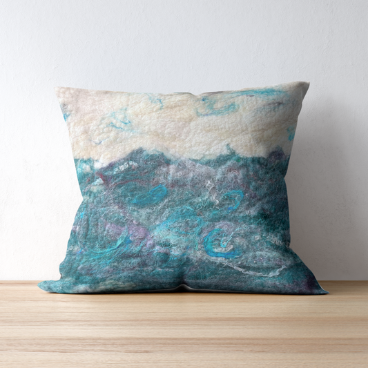 Blue Ocean Felted Pillow Cover