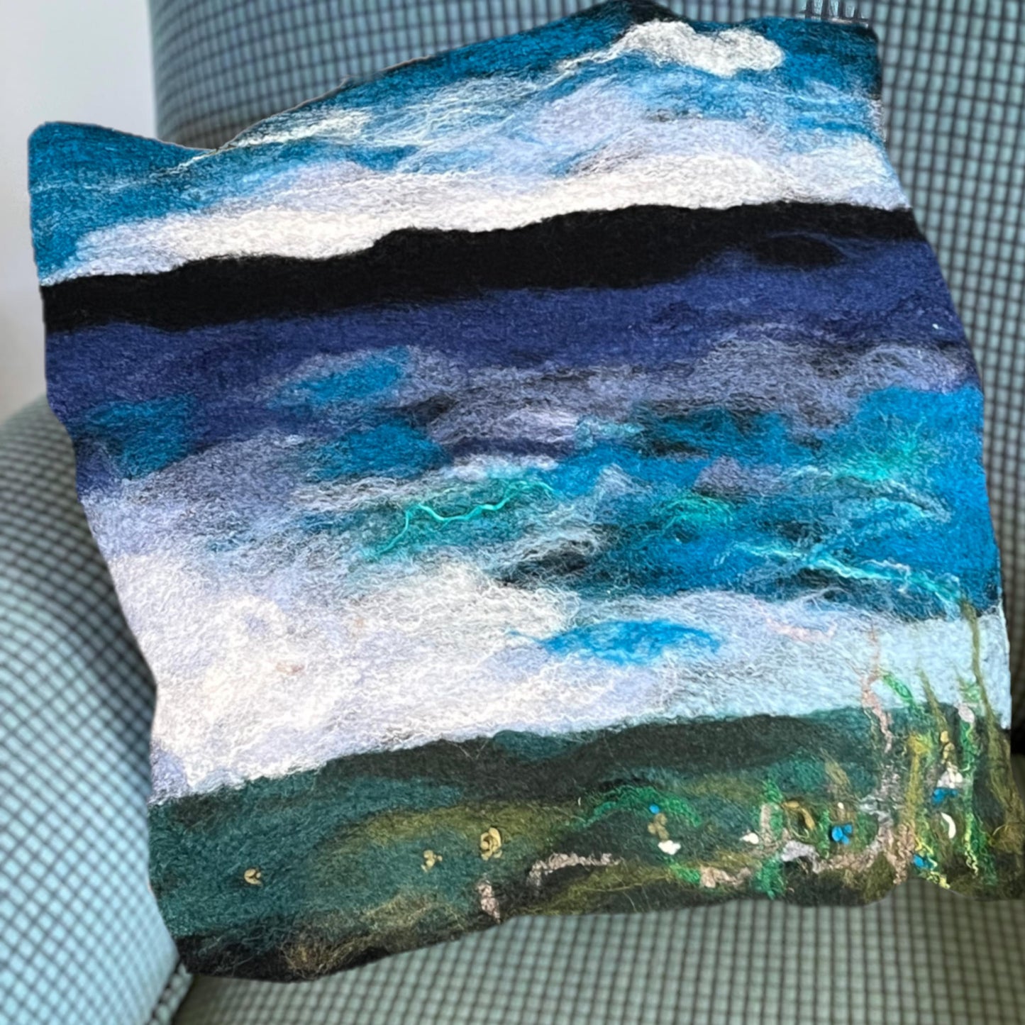 Wild Sea Felted Pillow Cover