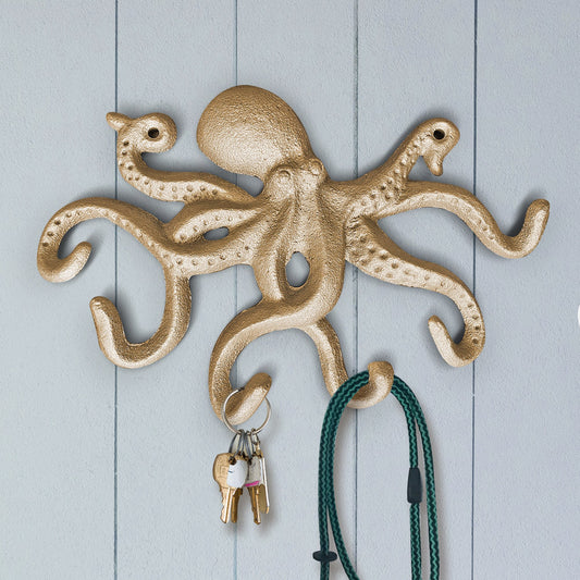 Gold Cast Iron Octopus Wall Hook