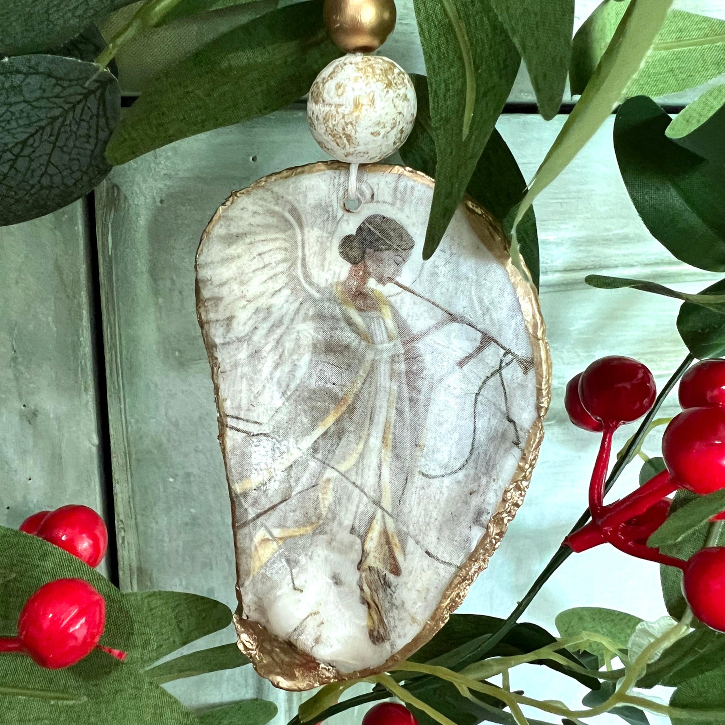 Gilded Angel Oyster Shell Ornament