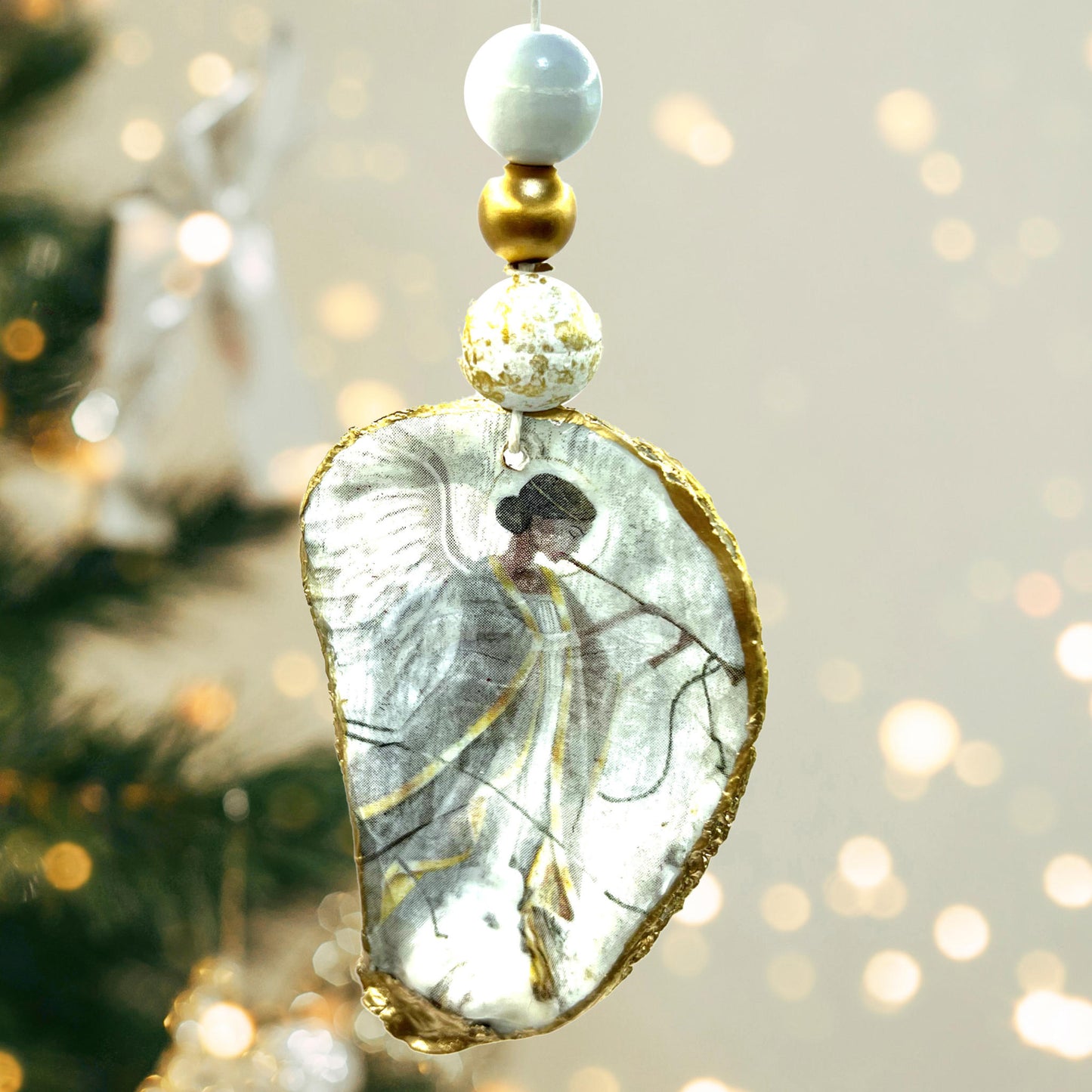 Gilded Angel Oyster Shell Ornament