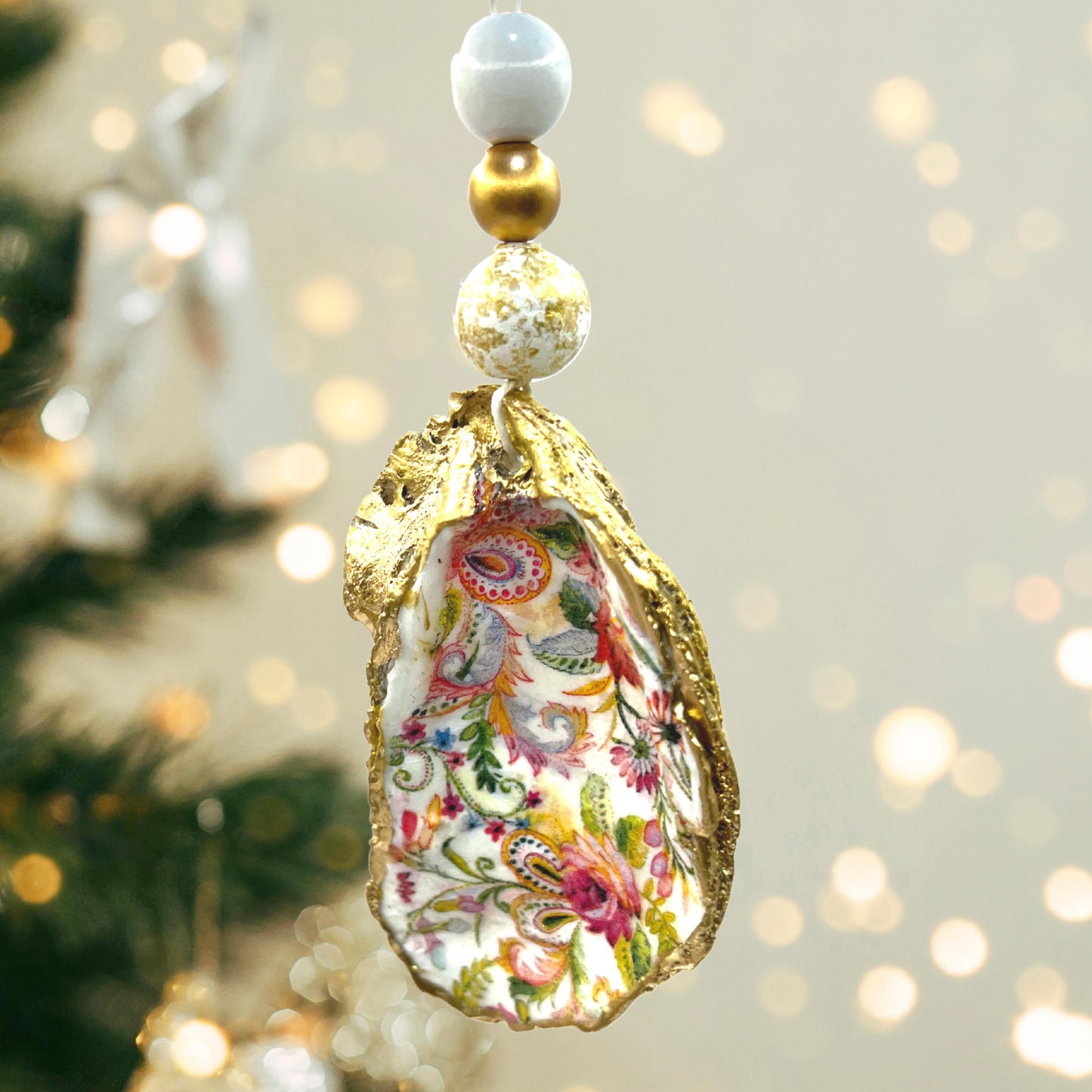 Gilded Floral Oyster Shell Ornament