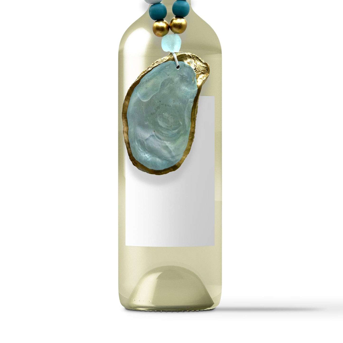 Gilded Pale Aqua Oyster Shell Ornament