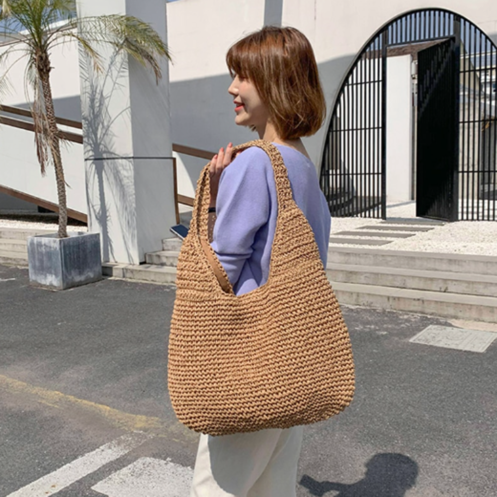 Coastal Straw Shoulder Tote