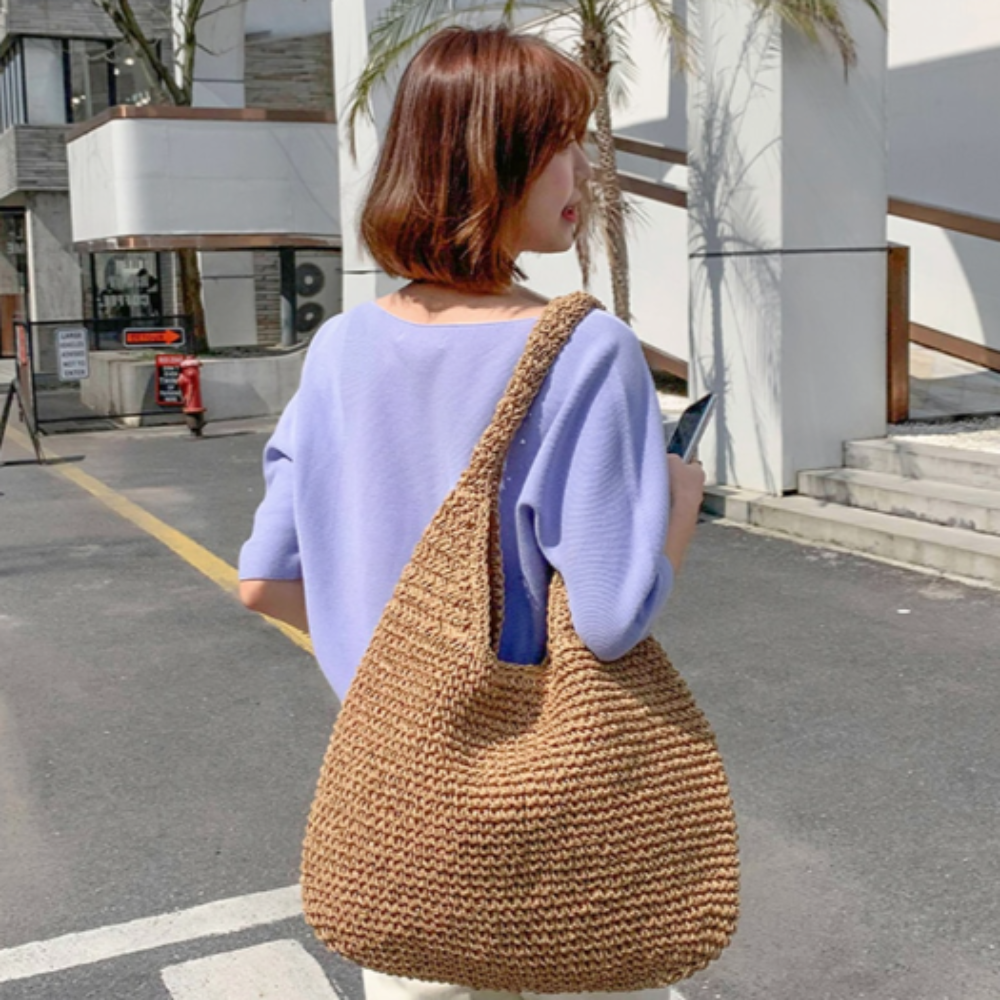 Coastal Straw Shoulder Tote