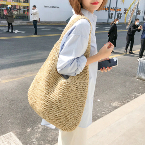 Coastal Straw Shoulder Tote