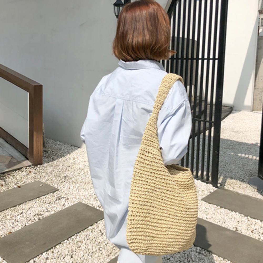 Coastal Straw Shoulder Tote