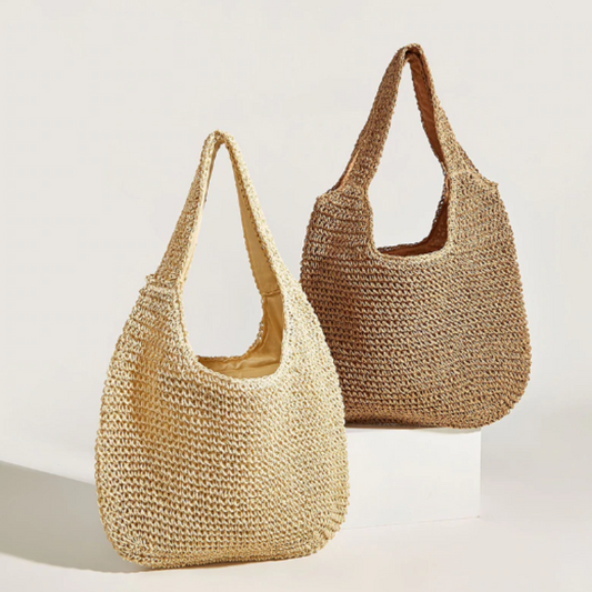 Coastal Straw Shoulder Tote