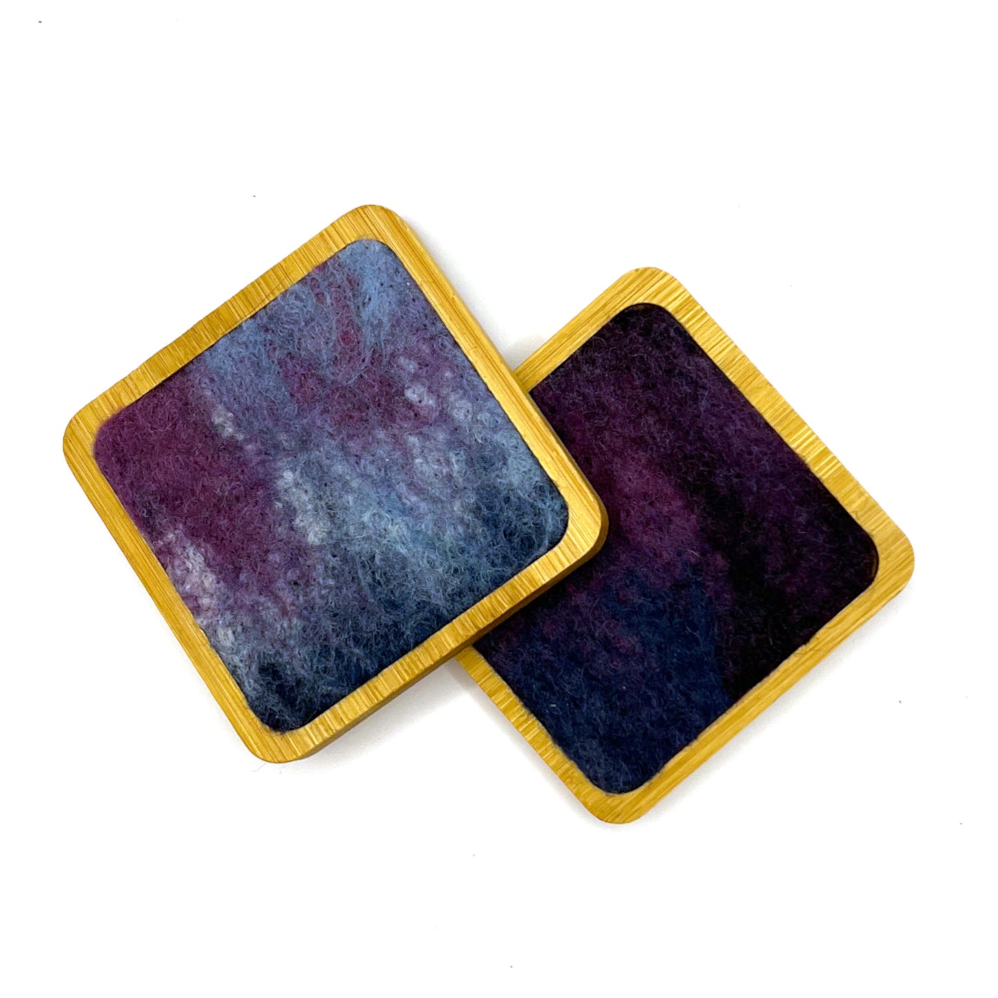 Felted and Wood Coasters, Set of 4