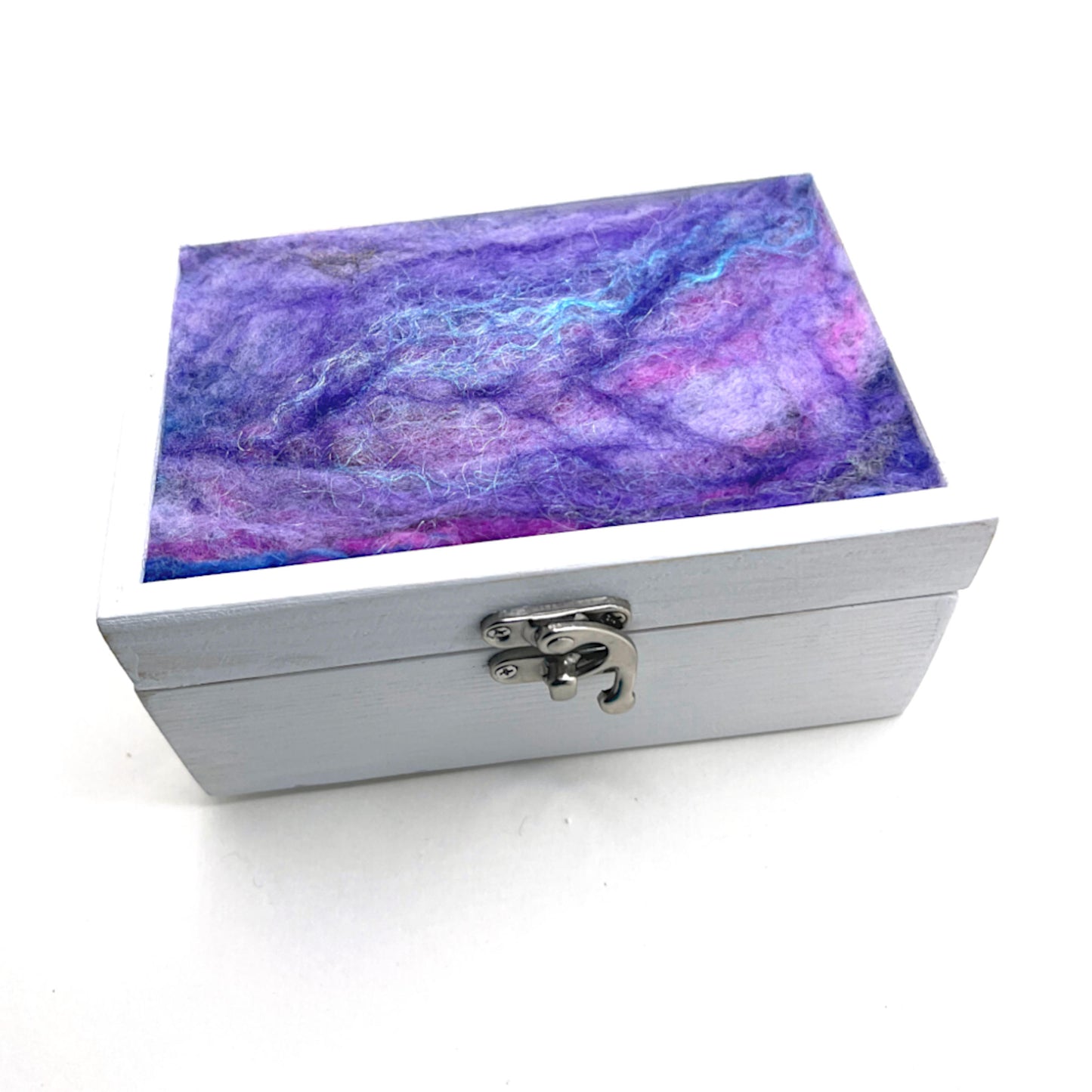 Keepsake Box - Large with Blue and Lavender Felted Lid