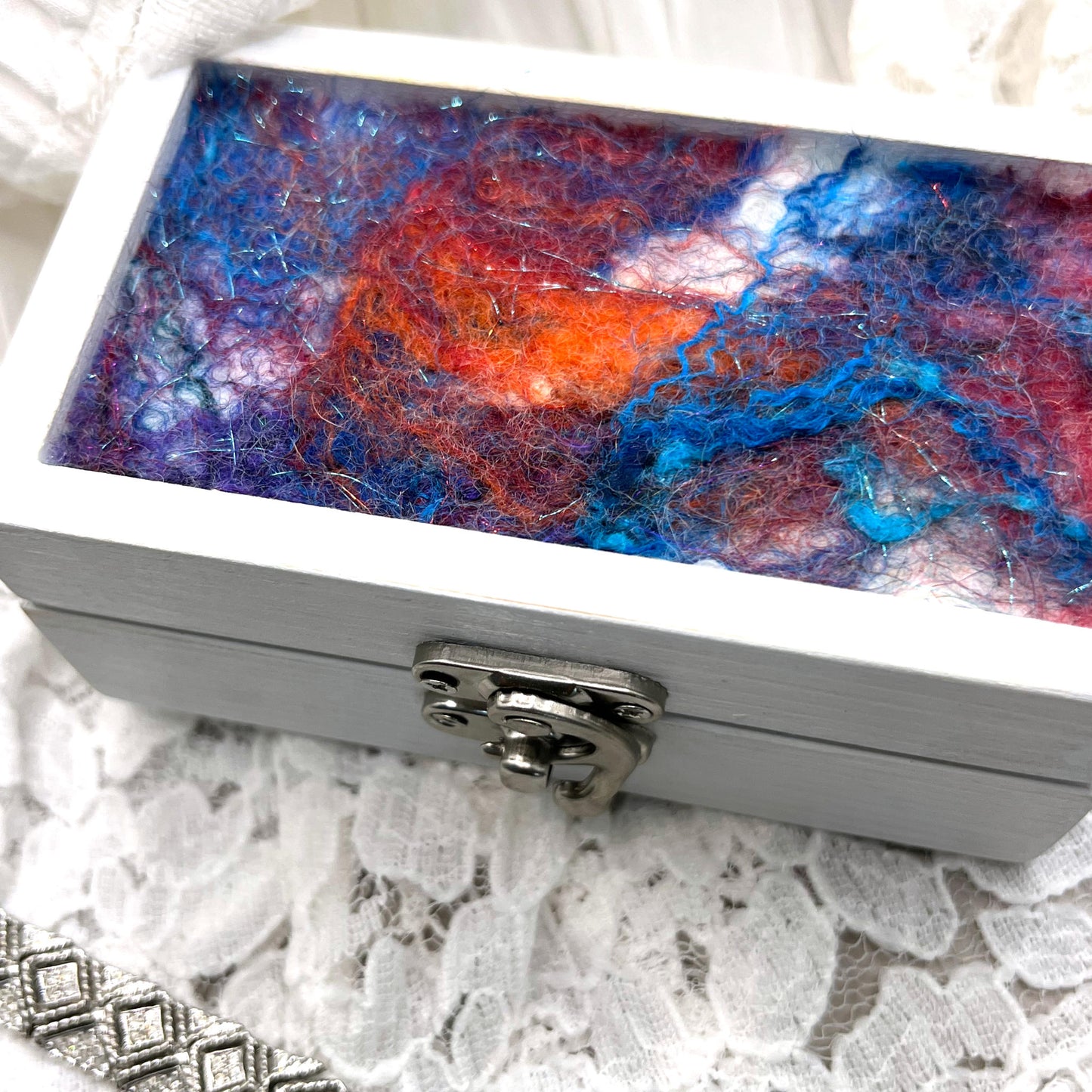 Keepsake Box - Small with Red, White & Blue Felted Lid