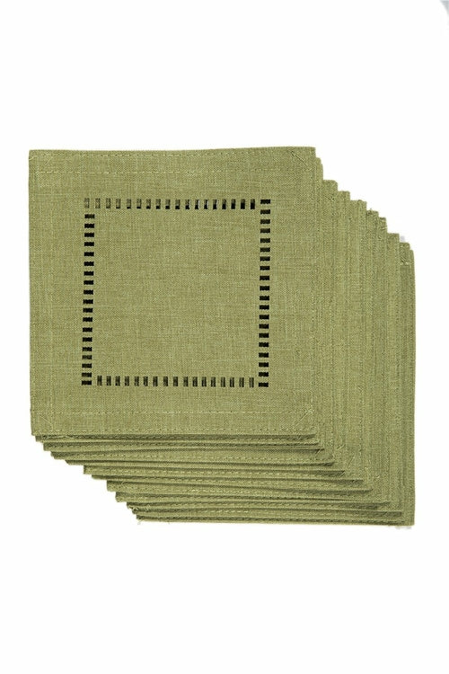 Hemstitched Fabric Coasters, Set of 12