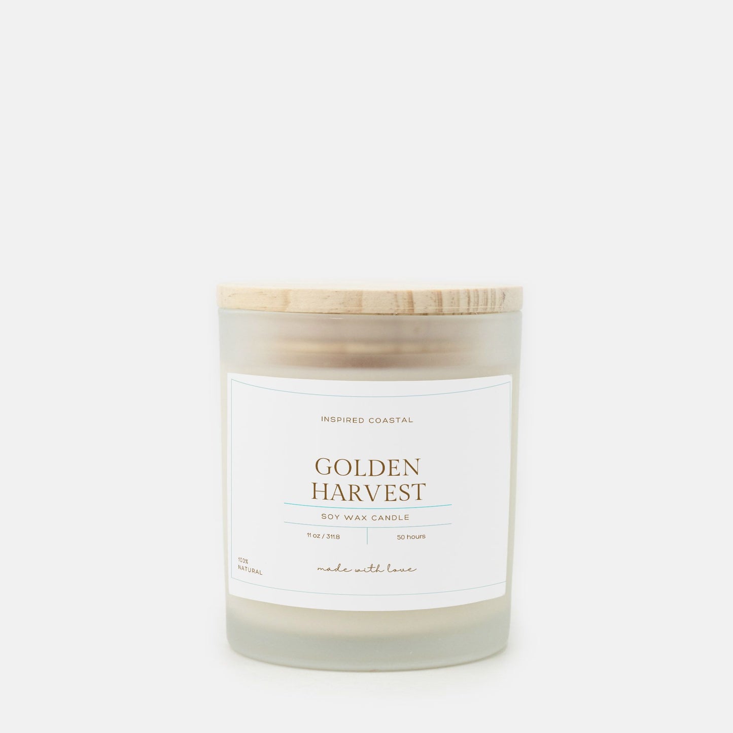 Golden Harvest Candle Frosted Glass (Hand Poured 11 oz)