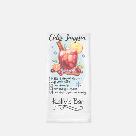 Personalized Cider Sangria Tea Towel, Dish, Kitchen Towel, Flour Sack Towel, Housewarming Gift, Wedding Gift Towel, Bar Towel