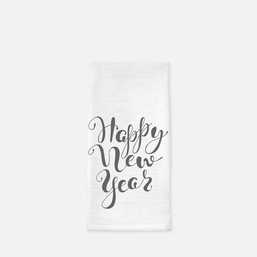 Happy New Year Tea Towel, Dish, Kitchen Towel, Flour Sack Towel, Housewarming Gift, Wedding Gift Towel, Bar Towel