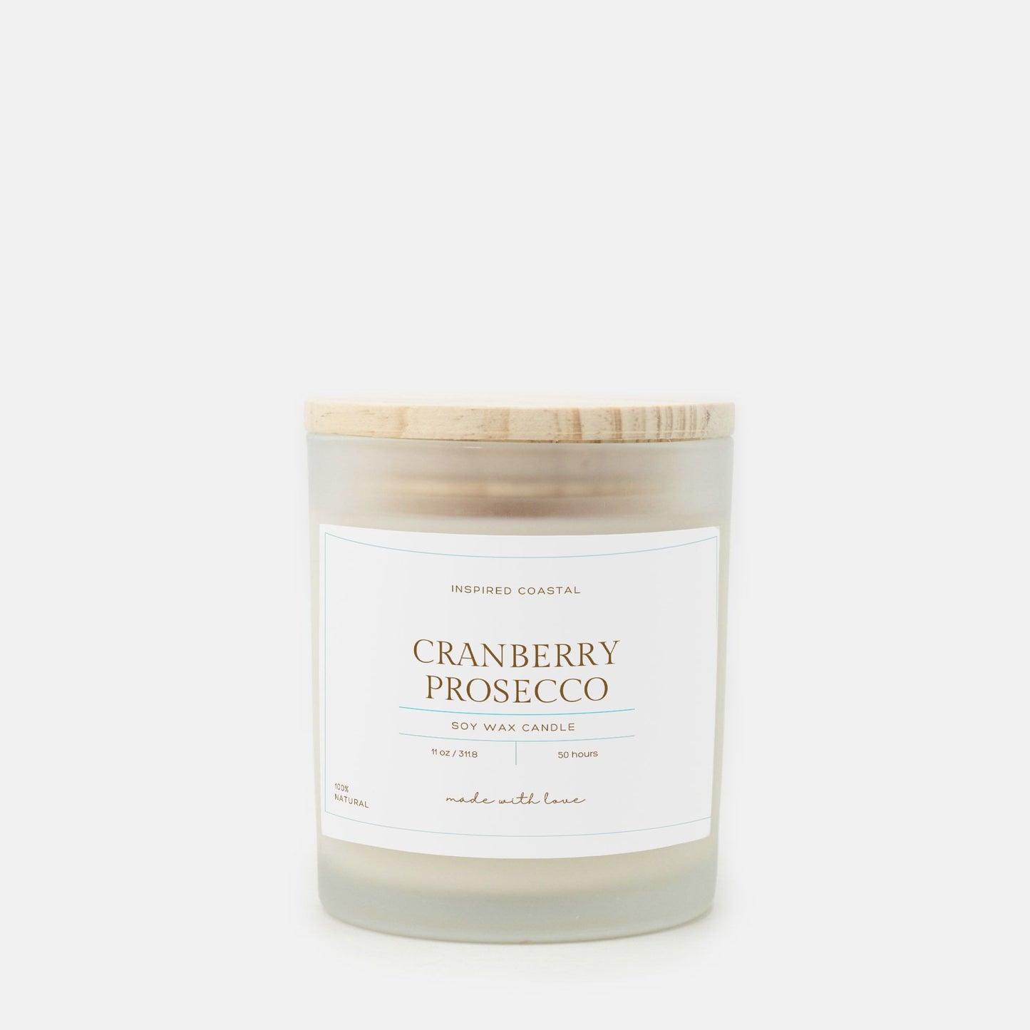 Cranberry Prosecco Candle Frosted Glass (Hand Poured 11 oz)