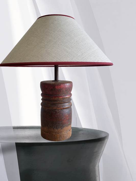 Wooden Mortar Table Lamp