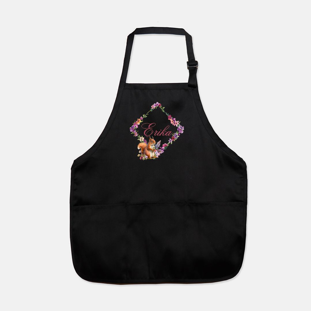 Personalized Squirrel and Flowers Apron