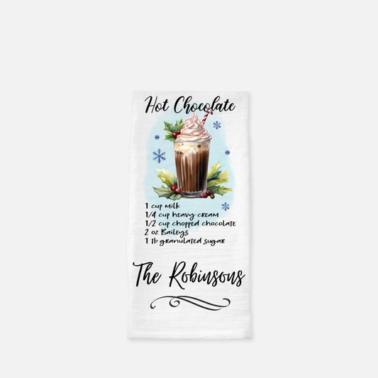 Personalized Spiked Hot Chocolate Tea Towel, Dish, Kitchen Towel, Flour Sack Towel, Housewarming Gift, Wedding Gift Towel, Bar Towel