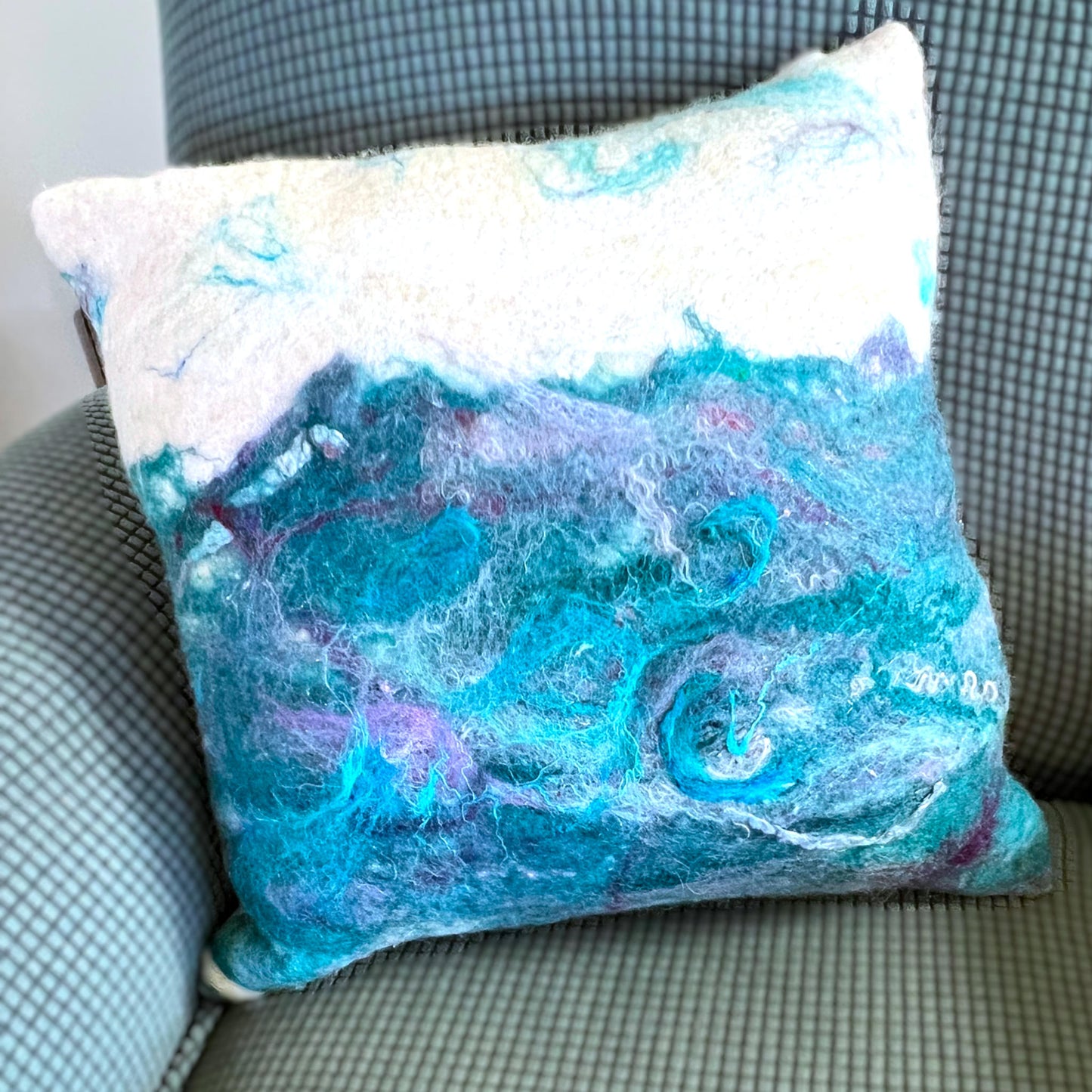 Blue Ocean Felted Pillow Cover