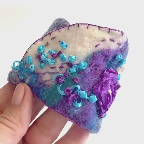 Felted Bracelet, Purple Blue Cuff Bracelet, Wool Bracelet, Wrist Cuff, Cuff Bracelet, Handmade Boho,  Wool Felted Jewelry Bohemian