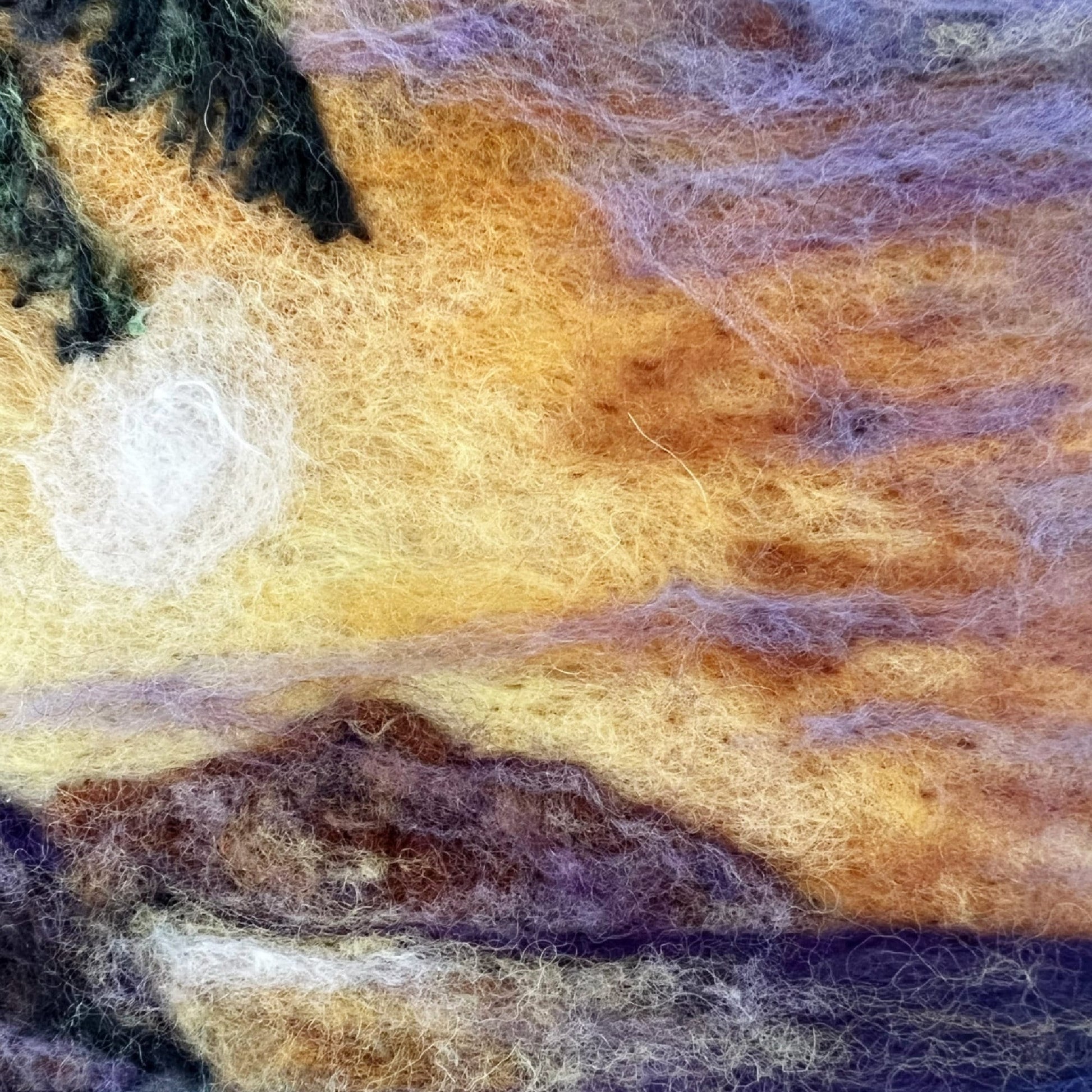 Ocean Felted Wool Picture, Sunset Waves Felt Picture, Hawaii Fiber art. Beach decor abstract landscape oceanscape. Hawaii wall art