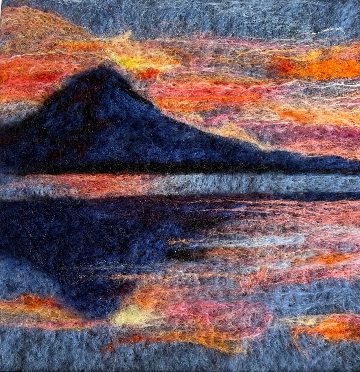 Ocean Wool Felt Picture. Sunset Wool Painted Felted Art, Waves Original Wool Painting, Wool Wall Hanging, Needle Felted Art Oceanscape